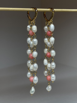 Серьги жемчуг с кораллом
