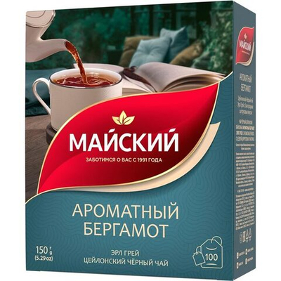 Чай в пакетиках Майский Ароматный Бергамот 100 шт