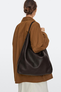 Massimo Dutti Сумка через плечо из кожи наппа, коричневый
