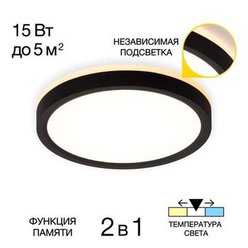 Накладной светодиодный светильник с подсветкой 15W 3000-5500K CL748181 черный NORMA Citilux