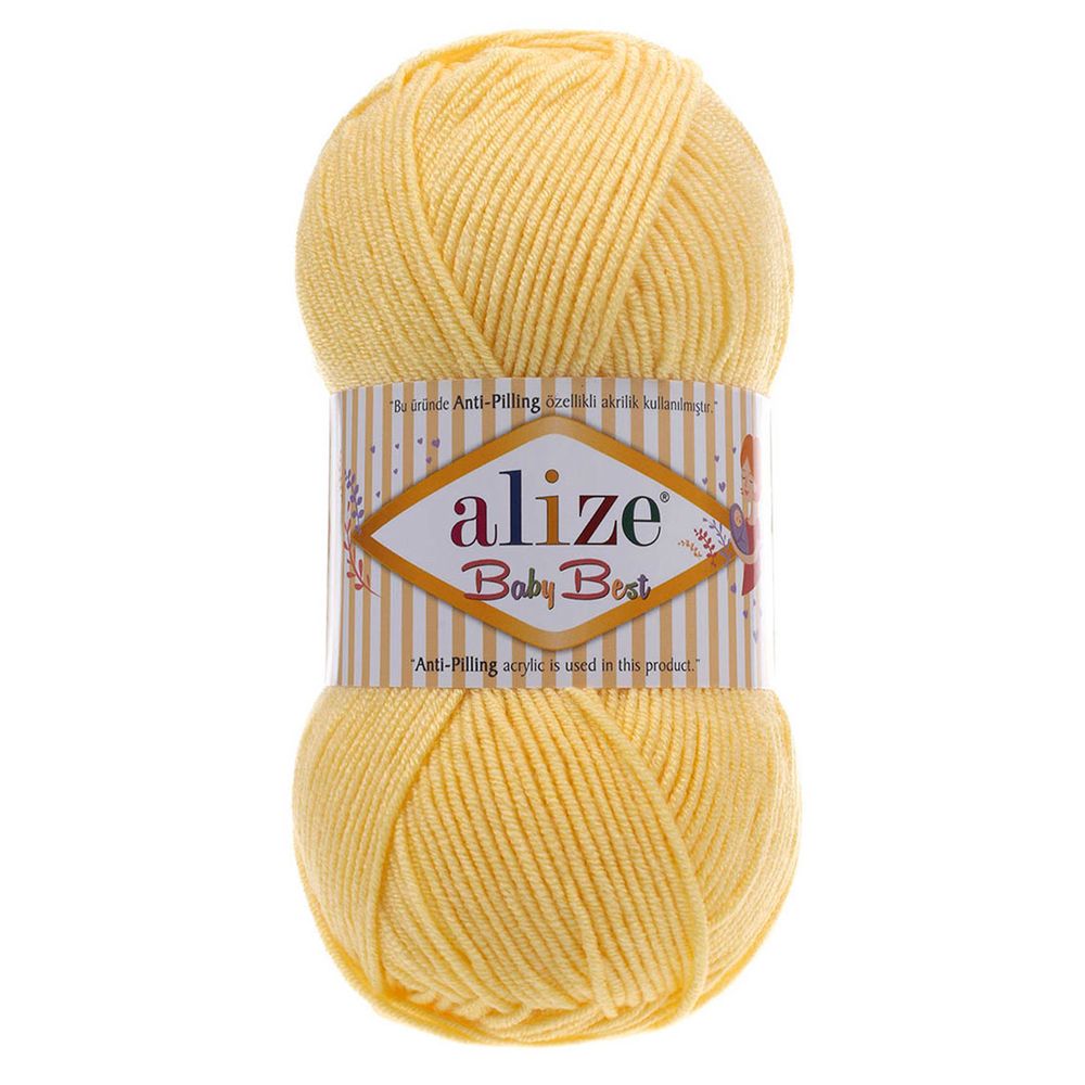 Пряжа Alize (Ализе) Baby Best / уп.5 мот. по 100 г, 240м, 250 светлый лимон A