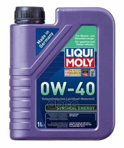 Масло моторное LIQUI MOLY Synthoil Energy A3 / B4 0W-40 синтетическое 1 л  1922 / 9514