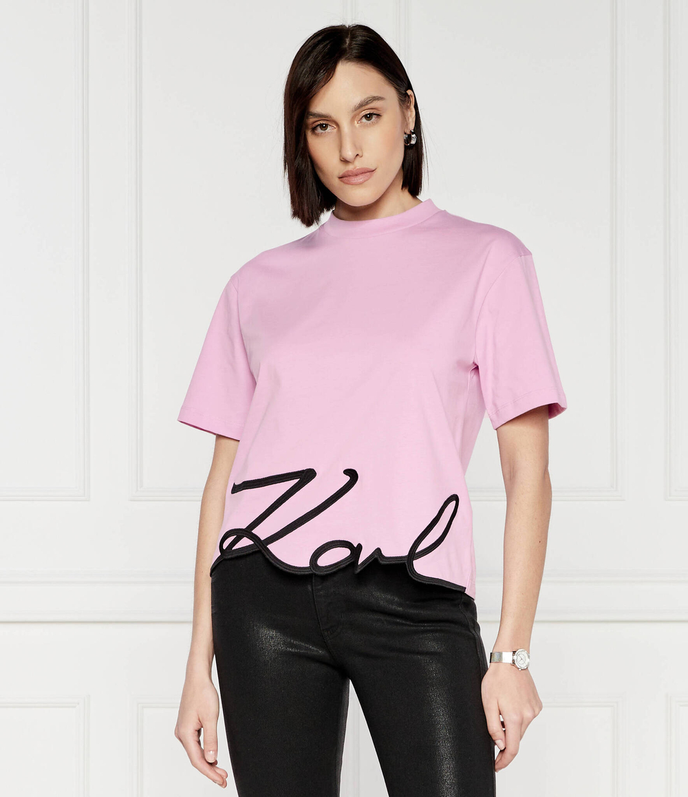 Футболка Signature Hem Karl Lagerfeld - лавандовый(226W1703)