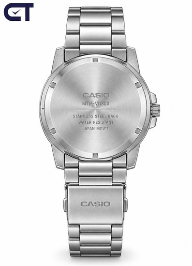 CASIO MTP-VD300D-1E CASIO Collection мужские наручные часы — чёрный циферблат, три индикатора и выразительный стальной дизайн