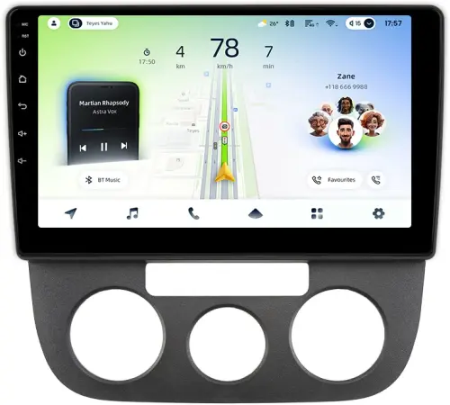 Магнитола для Volkswagen Jetta 5 2005-2010 (кондиционер) - Teyes CC4L-DTS монитор 10.1" IPS, Android 14, Быстрая, Snapdragon 662, CarPlay, 4G SIM-слот