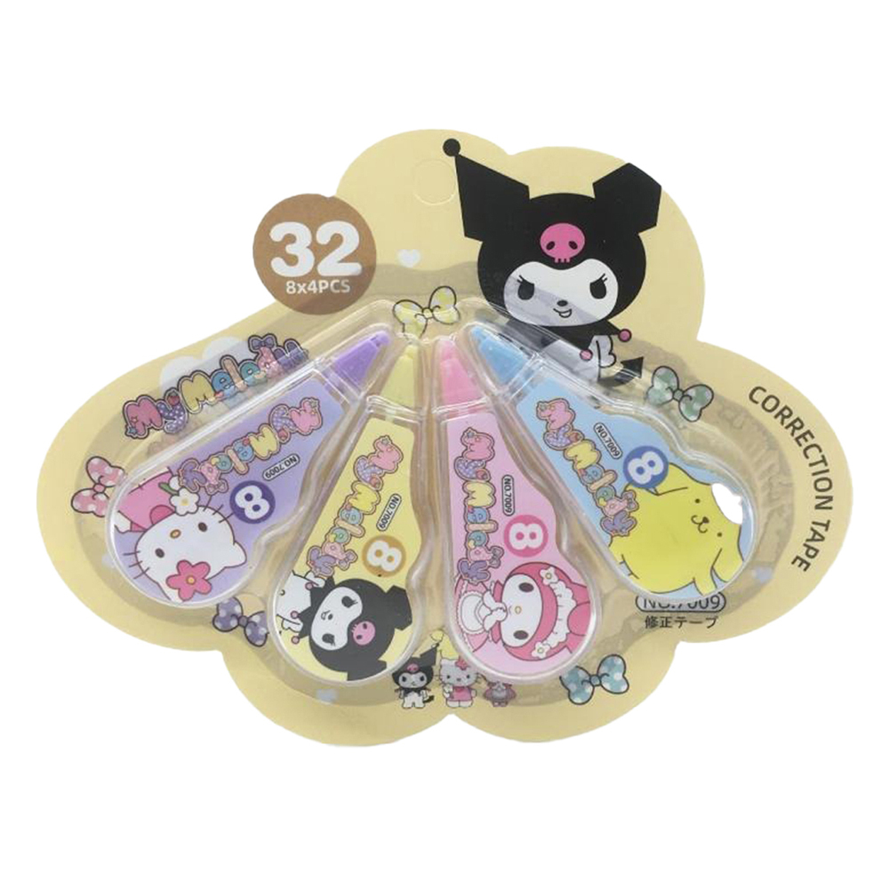 Ленточные корректоры JINUO "MyMelody" 4 шт по 5 метров, набор сухих корректирующих лент, замазка в разноцветном корпусе