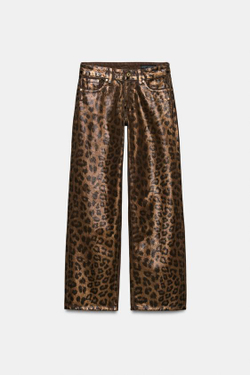 ZARA ДЖИНСЫ Z1975 STRAIGHT СО СРЕДНЕЙ ПОСАДКОЙ И АНИМАЛИСТИЧЕСКИМ ПРИНТОМ, ЛЕОПАРДОВЫЙ