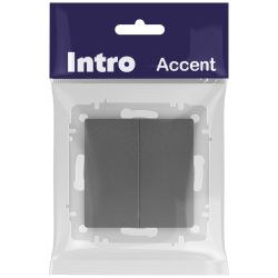 Выключатель Intro Accent 6-104-07 двойной, 10А-250В, IP20, СУ, AL/CU, графит | Intro