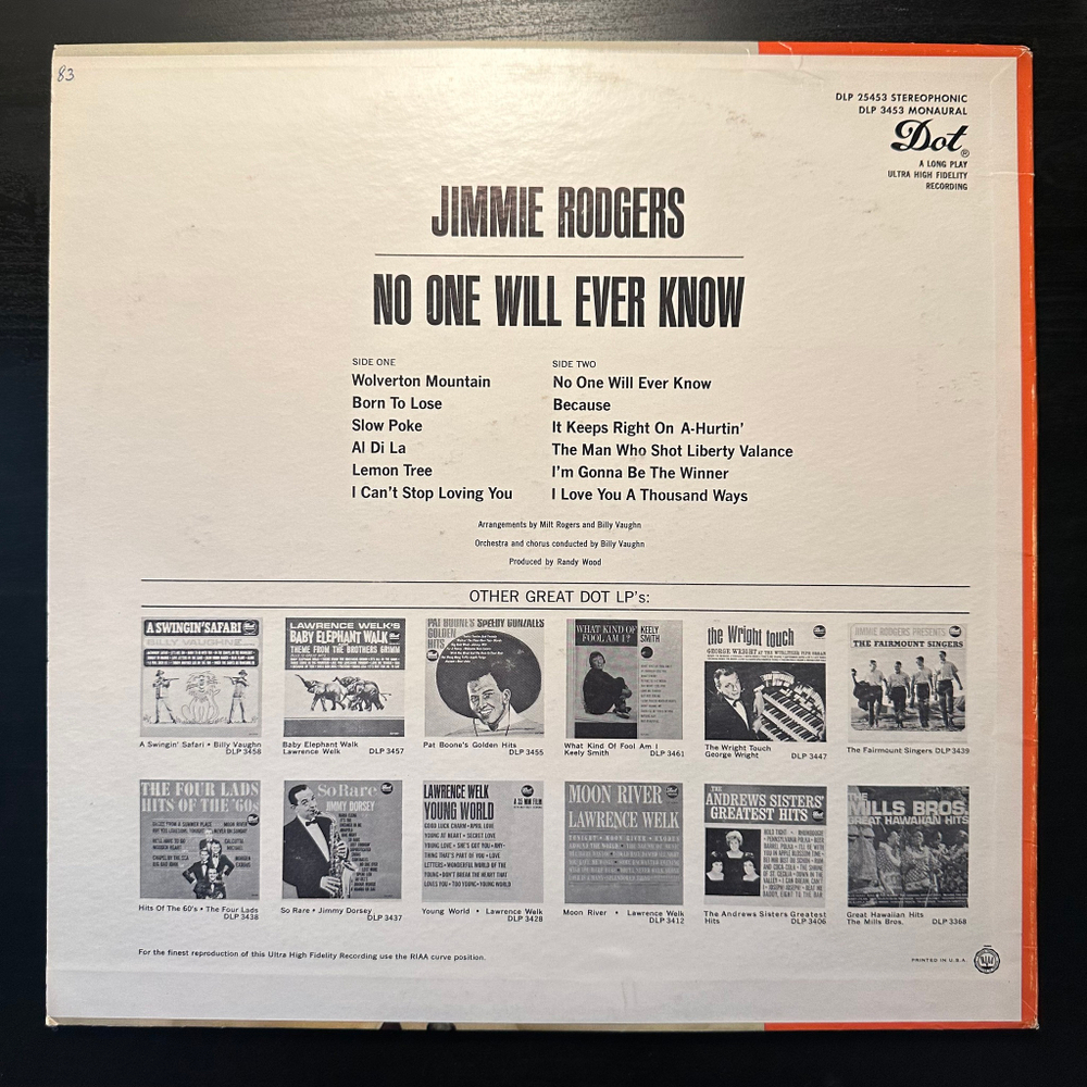 Jimmie Rodgers - No One Will Ever Know (США 1962г.)