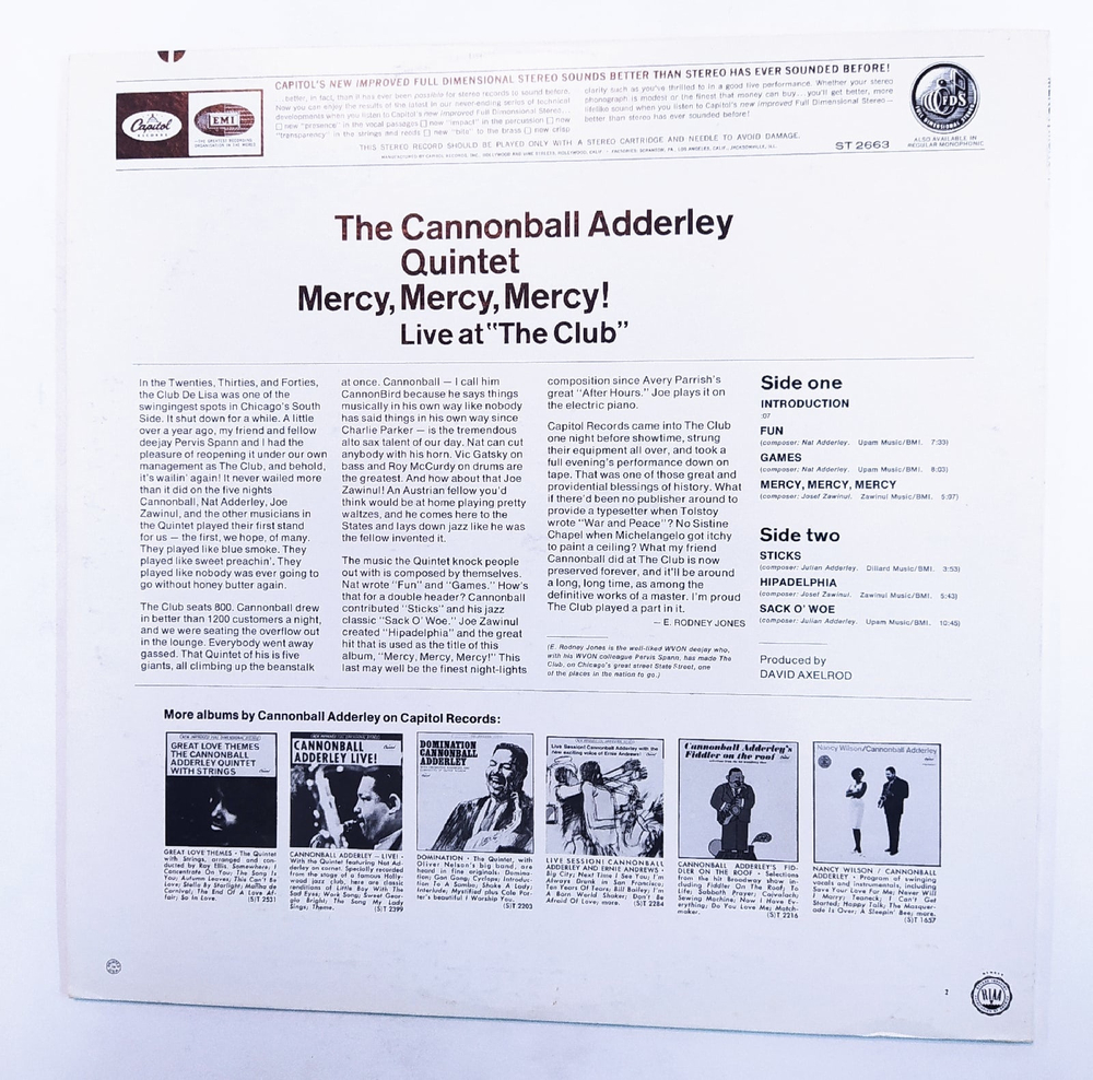 The Cannonball Adderley Quintet Mercy, Mercy, Mercy. Live AtьThe Club USA