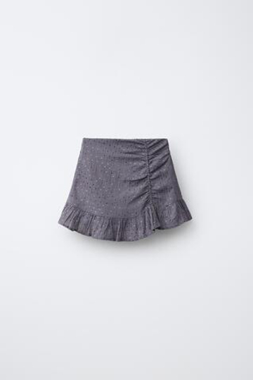 ZARA ЮБКА С ДРАПИРОВКОЙ И ПАЙЕТКАМИ, АНТРАЦИТОВО-СЕРЫЙ