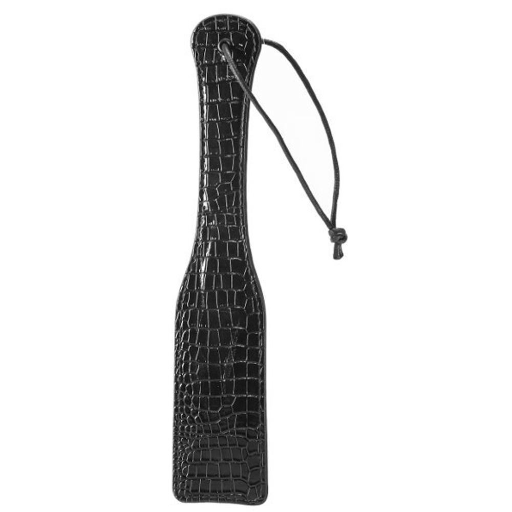 Черная шлепалка с петлёй Croco Paddle - 32 см. (Цвет: черный)