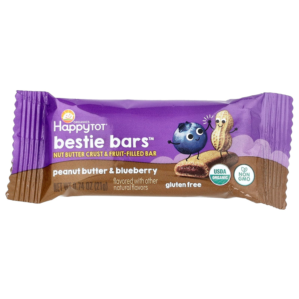 Happy Family Organics, HappyTot®, Bestie Bars™, арахисовая паста и голубика, 5 батончиков по 21 г (0,74 унции)