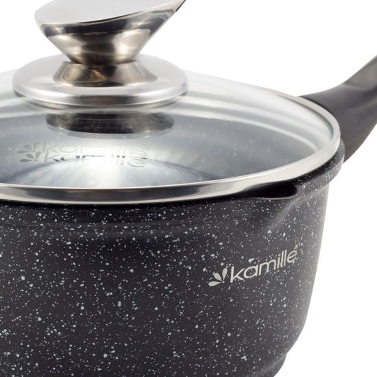 Ковш с крышкой 1,35 л. из литого алюминия Kamille KM-4436 с мраморным покрытием