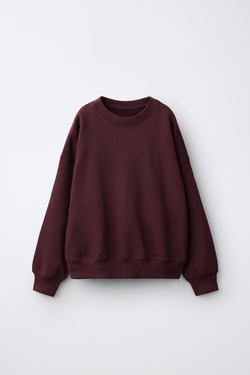 ZARA ОДНОТОННАЯ ТОЛСТОВКА HEAVY WEIGHTЖ, БАКЛАЖАННЫЙ