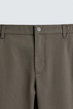 ZARA БРЮКИ SLIM FIT COMFORT, СЕРО-КОРИЧНЕВЫЙ