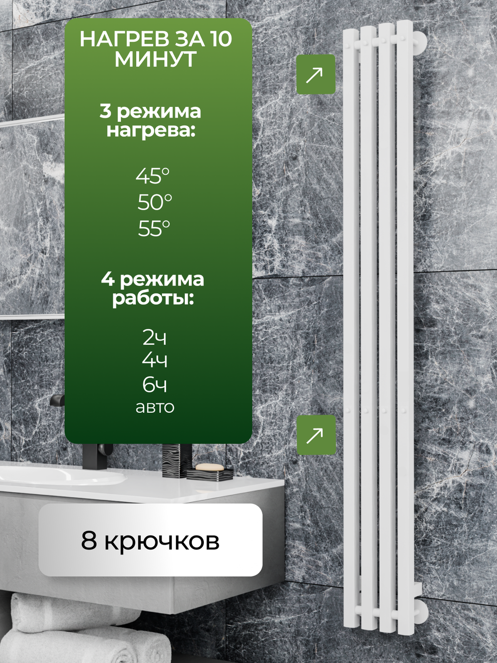 Полотенцесушитель Марко 4 Про 120х18 белый