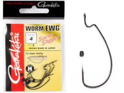Крючки офсетные Gamakatsu WORM EWG HOOKS SIL STOPPER BLACK №4, 5шт.