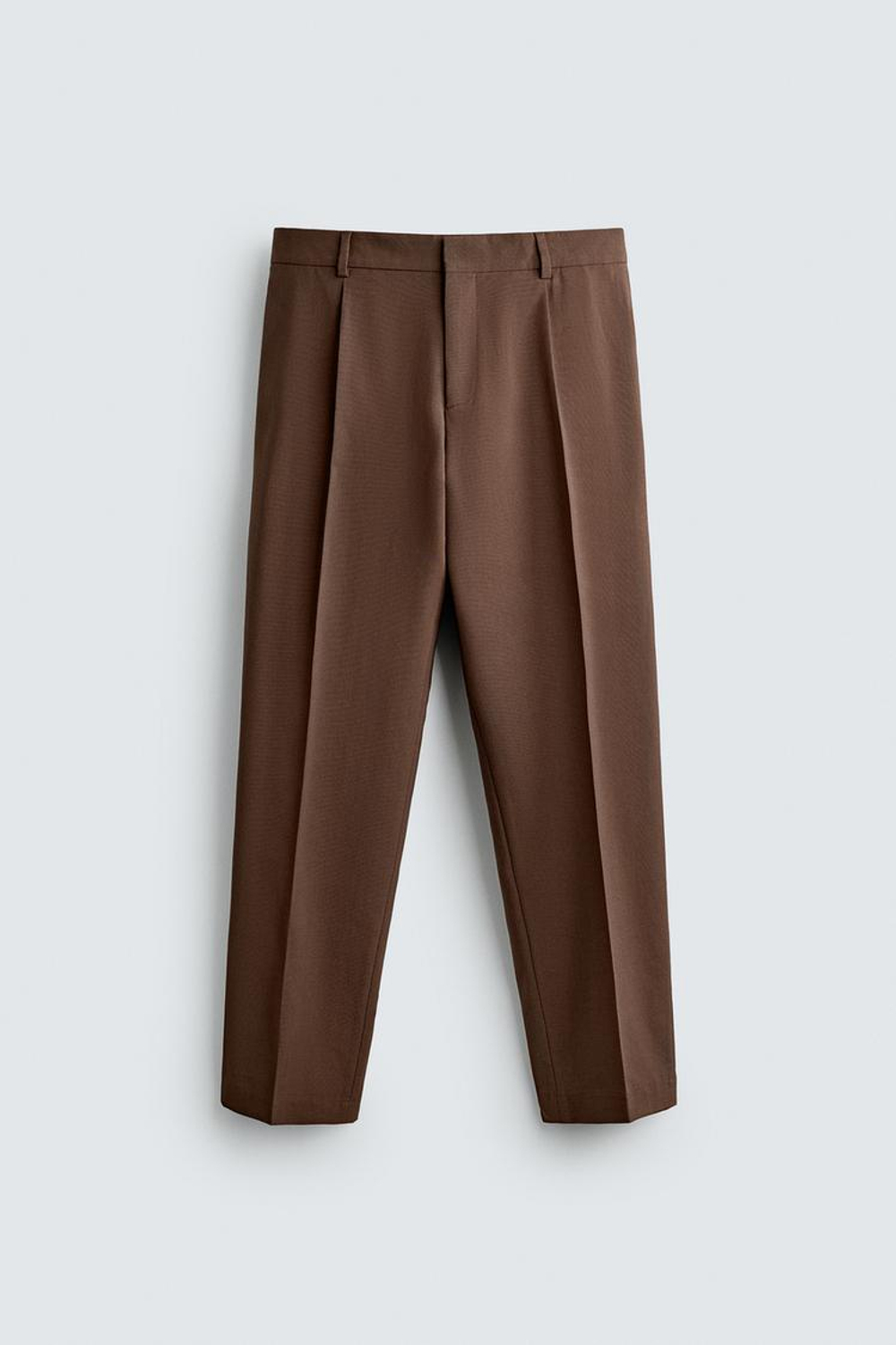 ZARA КОСТЮМНЫЕ БРЮКИ REGULAR FIT, КОРИЧНЕВЫЙ