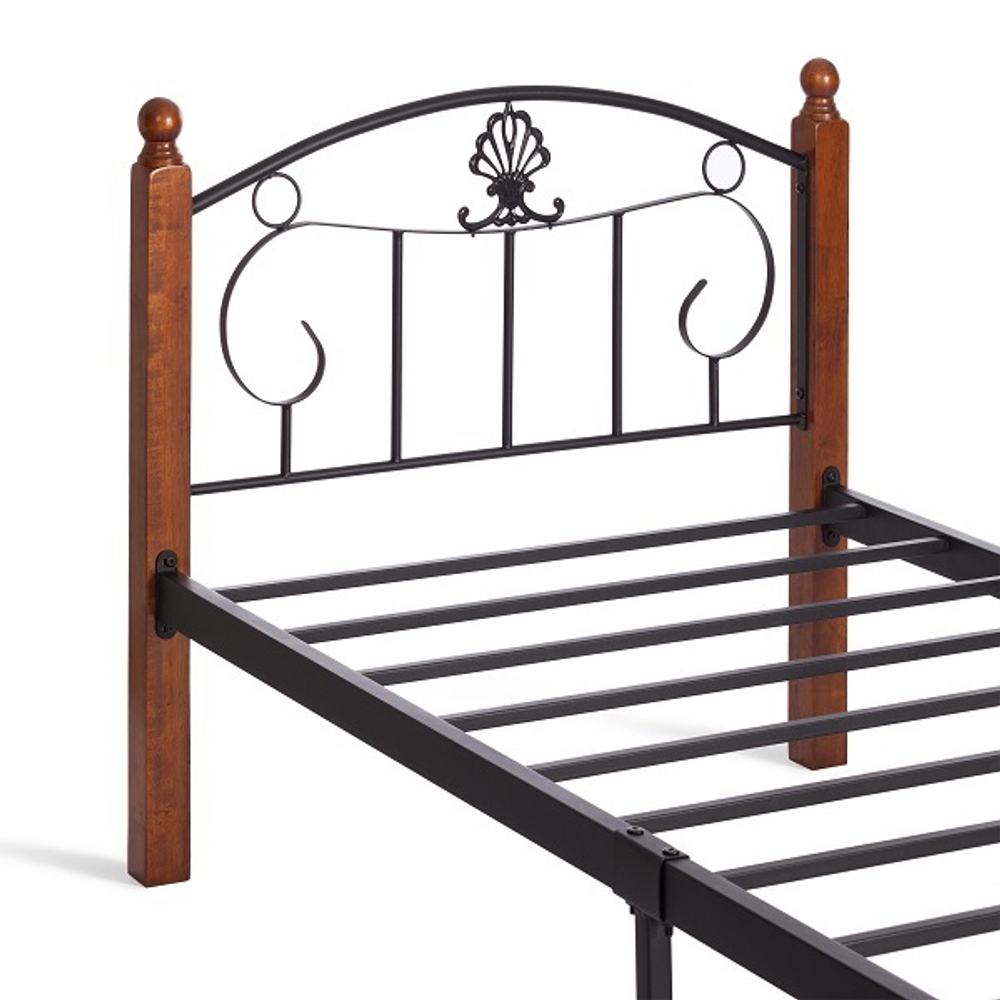 Кровать РУМБА (AT-203)/ RUMBA дерево гевея/металл, 90*200 см (Queen bed), красный дуб/черный