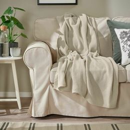 Плед IKEA HUMLEMOTT (ХАМЛЕМОТТ), Бежевый, 130х170 см