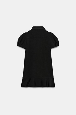 ZARA КОРОТКОЕ ПЛАТЬЕ С РУКАВАМИ СО СКЛАДКАМИ, ЧЕРНЫЙ