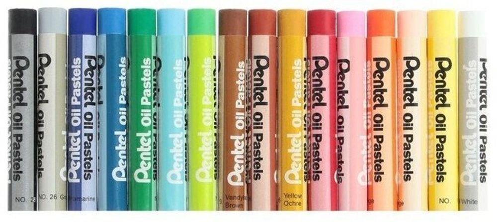 Пастель масляная художественная PENTEL "Oil Pastels", 16 цветов, круглое сечение, картонная упаковка, PHN4-16