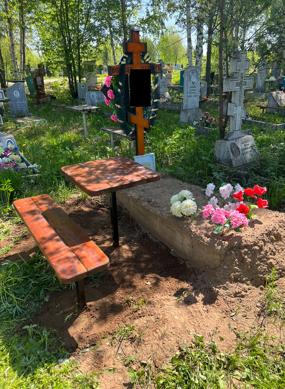 Установка Стола и Лавки из дерева