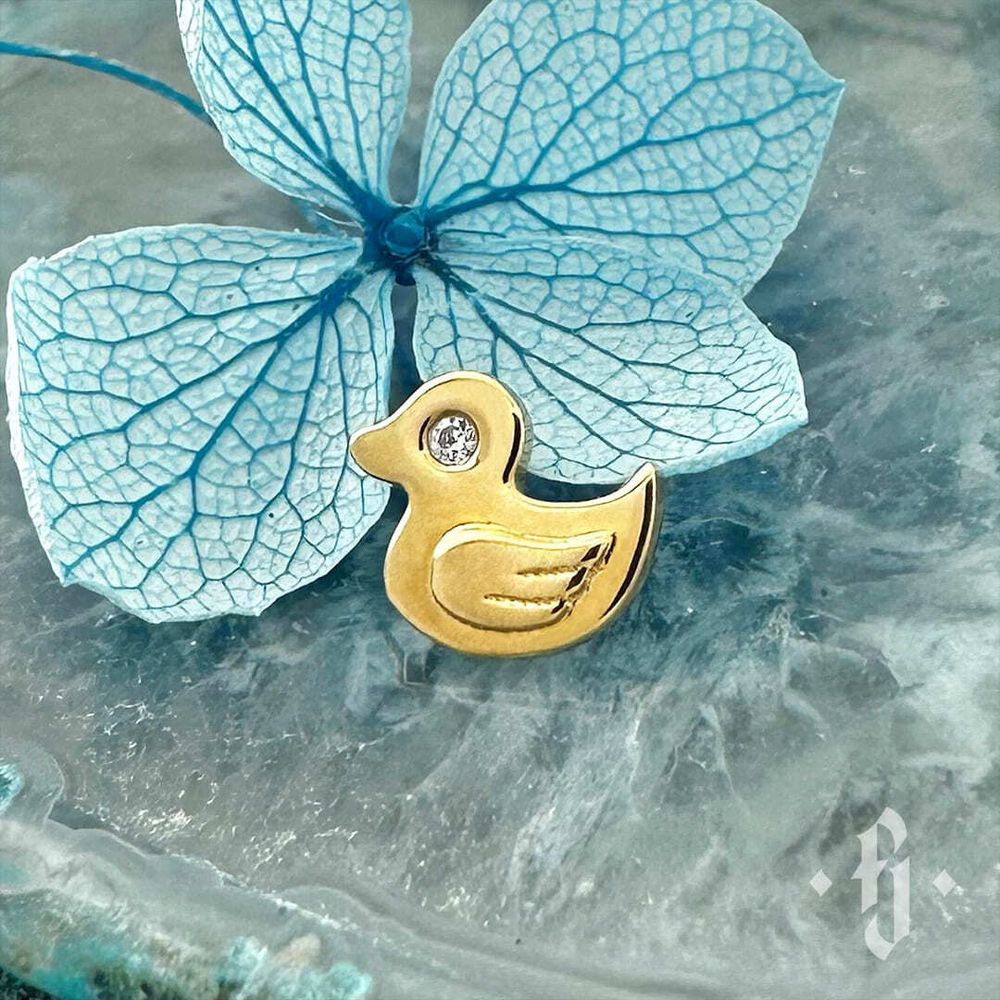 Накрутка "Duck" - Желтое золото - White CZ