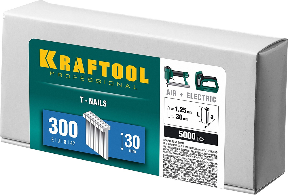 KRAFTOOL тип 18GA (47/300/F) 30 мм, 5000 шт, гвозди для нейлера (31785-30)
