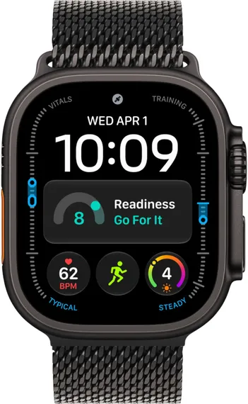 Часы Apple Watch Ultra 4, 49 мм, титан чёрного цвета, миланский сетчатый браслет (2026)