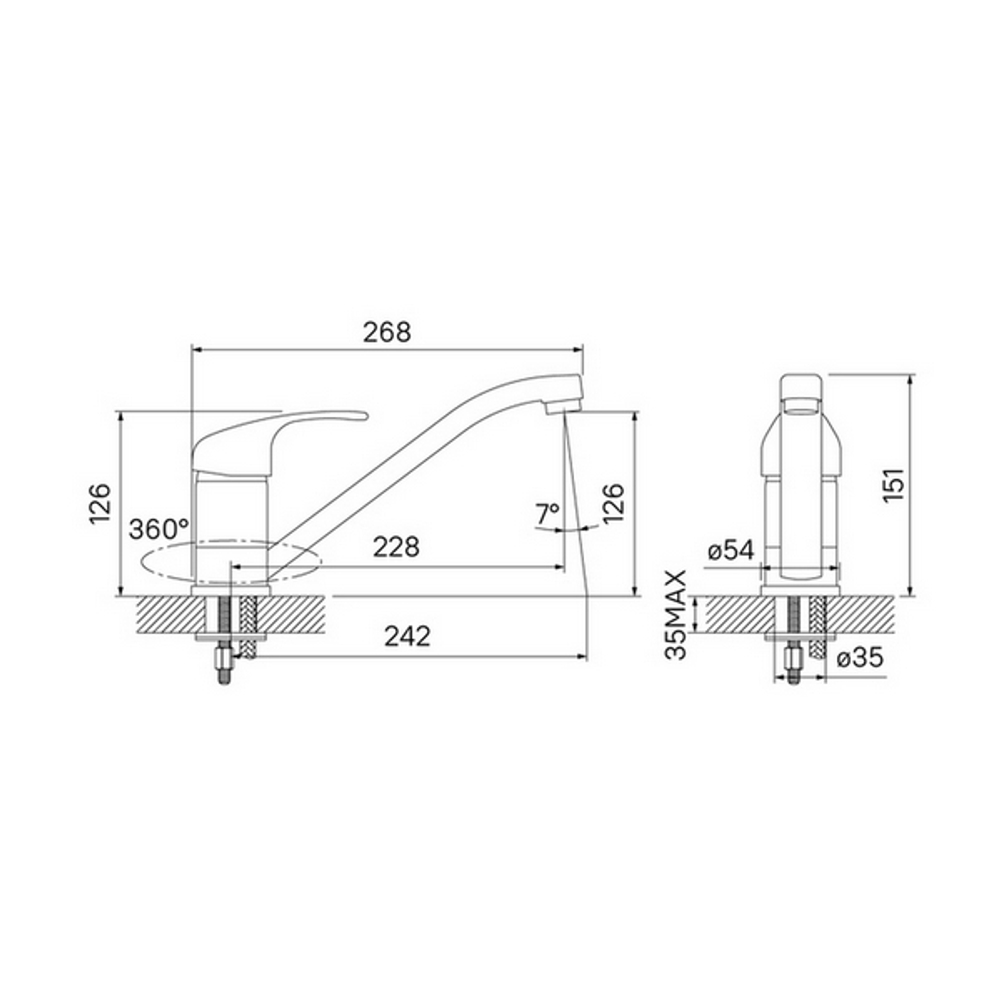Смеситель для кухни 35к IDDIS K56001C Альборг (Alborg) длинный излив ХРОМ