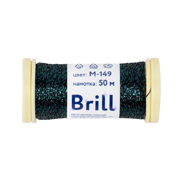 Мулине Gamma металлик M 5 мотков по 50 метров, M-149 черный/т.бирюзовый, Gamma BRILL