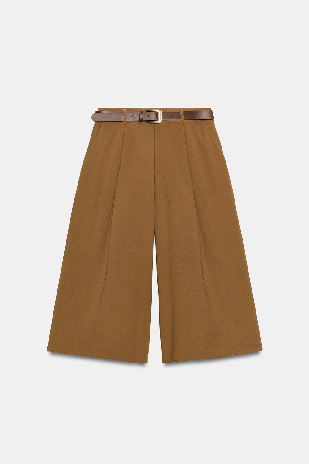 ZARA ДЛИННЫЕ ШОРТЫ С РЕМНЕМ, КОРИЧНЕВЫЙ