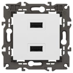 14-4110-01 ЭРА Устройство зарядное USB, 230В/5В-2100мА, IP20, Эра Elegance, белый | Эра Elegance