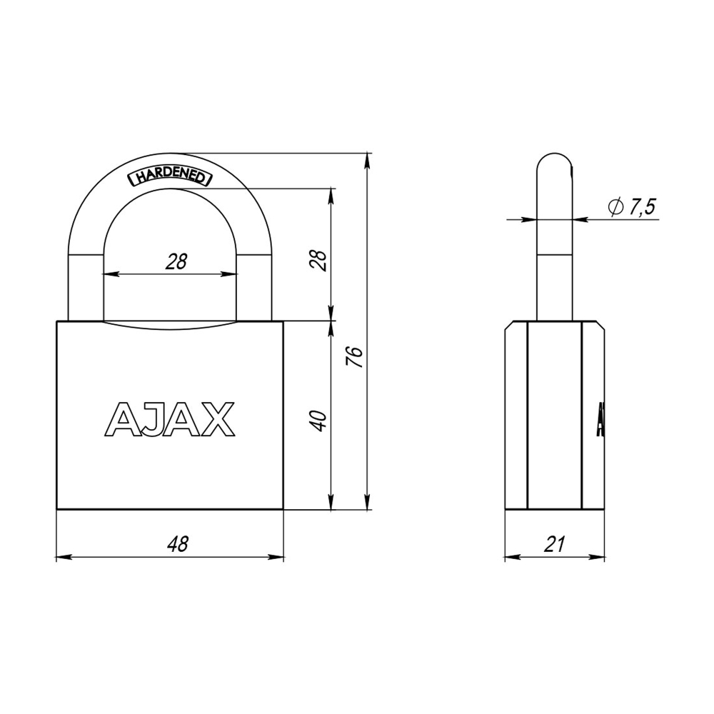 Замок навесной PD-0150 MS 3 key англ./коробка