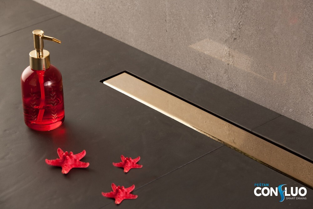Душевой лоток Pestan Confluo Frameless Line 450 Gold