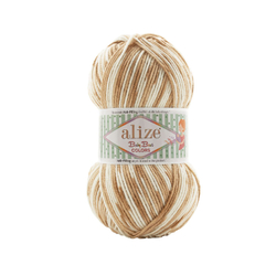 Беби бест колор (Baby best color) пряжа Alize 10% бамбук 90%акрил 5х100г/240м 8038 белый-бежевый
