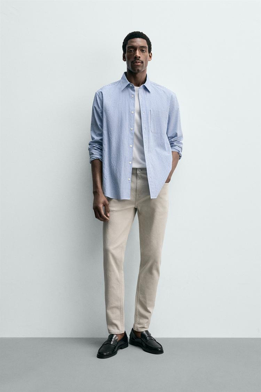 ZARA БАЗОВЫЕ ДЖИНСЫ SLIM FIT, ЭКРЮ