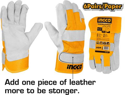 Перчатки комбинированные усиленные спилковые SUPER INGCO HGVC01