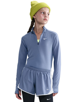 Футболка для девочки Nike Girls Dri-FIT Long-Sleeve 1/4-Zip - world indigo/white