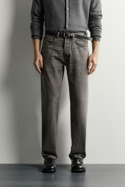 ZARA ДЖИНСЫ STRAIGHT LEG, СЕРЫЙ