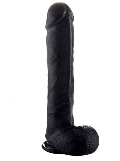 Чёрный фаллоимитатор Realistic Cock 15 With Scrotum - 38 см. (Цвет: черный)