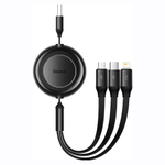 Кабель Baseus Bright Mirror II Series Retractable 3in1 Fast Charging Data Cable USB to M+L+C 3.5A 1.1m - Black