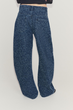 ZARA ДЖИНСЫ WIDE LEG СО СРЕДНЕЙ ПОСАДКОЙ И ФАКТУРНОЙ ТКАНЬЮ — ZW COLLECTION, ГОЛУБОЙ