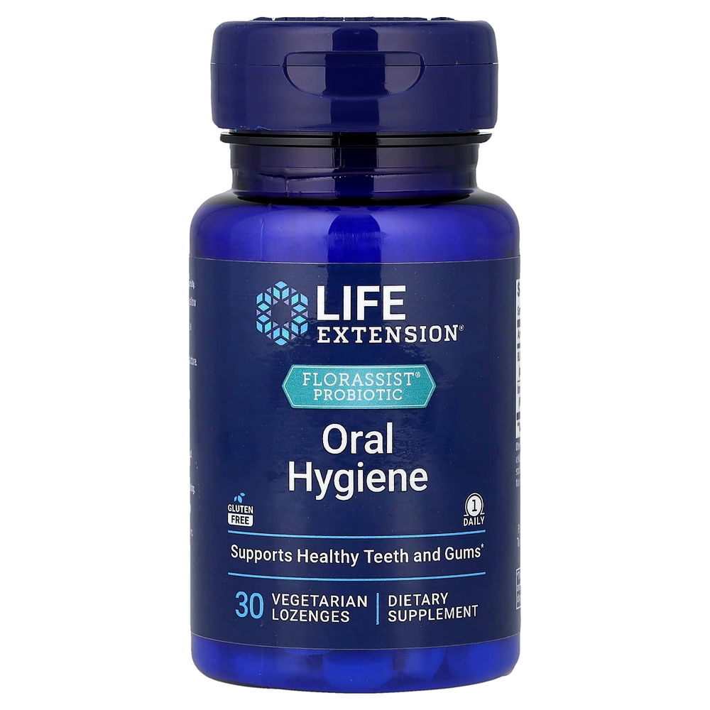 Life Extension, FLORASSIST®, пробиотик, средство для гигиены полости рта, 30 вегетарианских пастилок