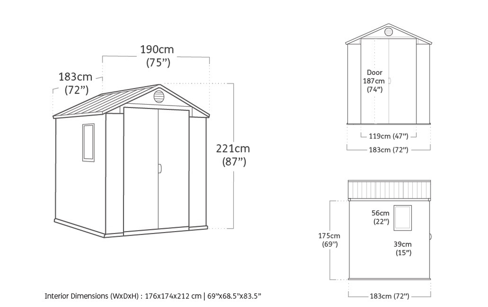 Пластиковый сарай Keter Darwin 6x6 grey
