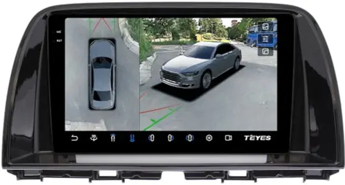 Магнитола для Mazda CX-5 2015-2017 (ШГУ цветной) - Teyes CC3-2K-360 монитор 9.5" 2K QLED на Android 10, Быстрая, CarPlay, 4G SIM-слот, 4 камеры в комплекте