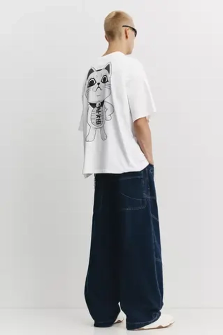 PULL&BEAR Футболка с короткими рукавами "Dan Da Dan", белый