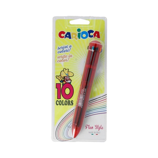 Ручка шариковая автоматическая Carioca 10в1, 1 мм, 10 цв, Fluo 41501